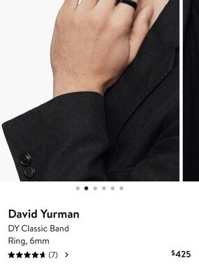 David Yurman Black DY Classic 6mm Band Ring